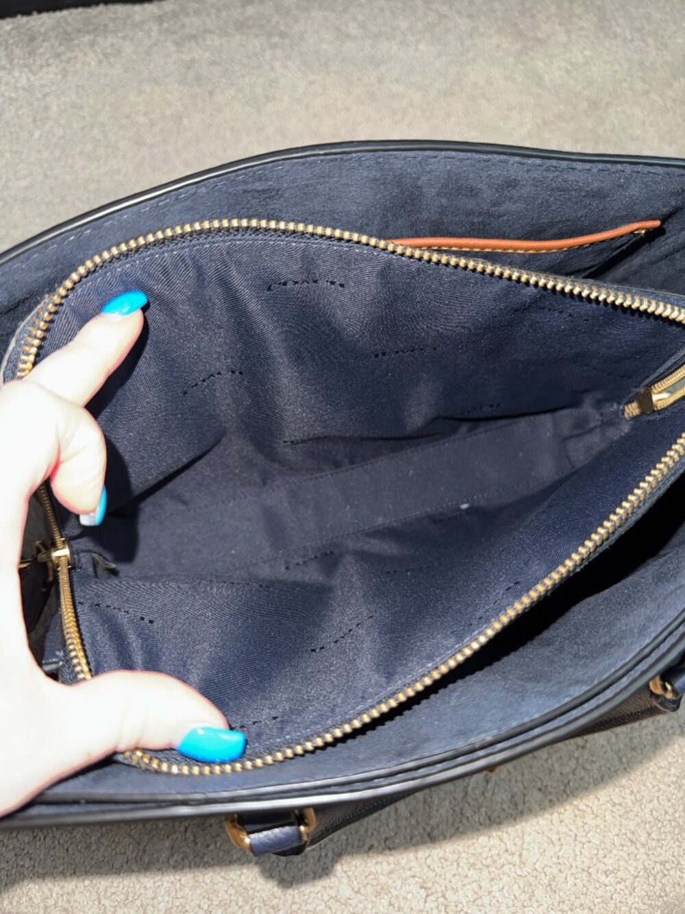 Coach Brooke Carryall 28 in Midnight Navy with Coach Create customization, EUC - Picture 9 of 13